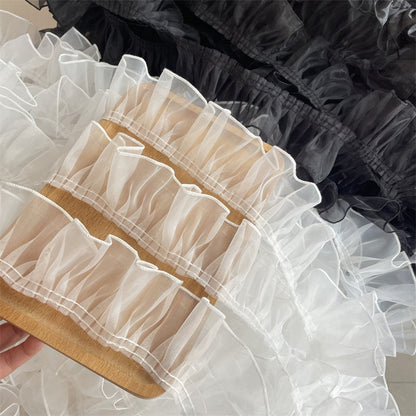 Pleated Organza Lace Trim: Ruffled Fabric, 2.7" Width