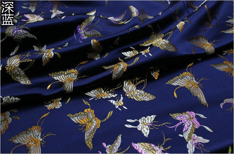 Butterfly Floral Silk Brocade Fabric: 29.5"W Rayon Blend, Costume & Decor