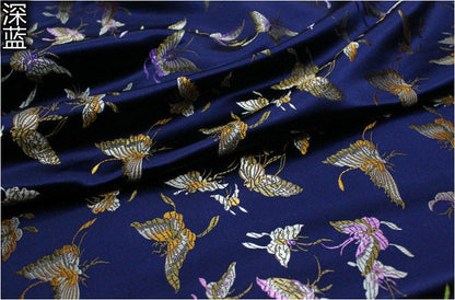 Butterfly Floral Silk Brocade Fabric: 29.5"W Rayon Blend, Costume & Decor