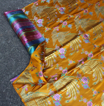 Gold Phoenix Brocade Fabric: Chinese Cheongsam Sewing Material (57"W)