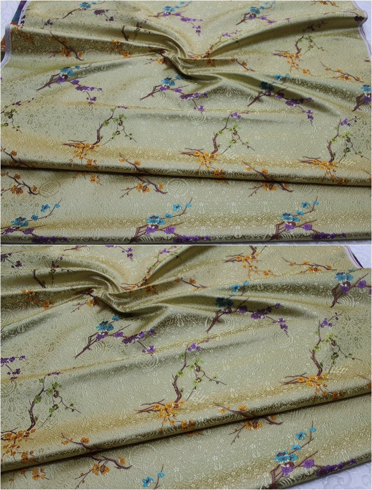 Tissu brocart à fleurs de prunier : rayonne 59''L Cheongsam Qipao