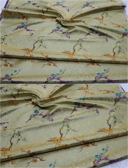 Tissu brocart à fleurs de prunier : rayonne 59''L Cheongsam Qipao