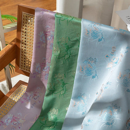 Tissu jacquard à motif floral : mélange soie-rayonne de 150 cm de large, pour ameublement et rideaux
