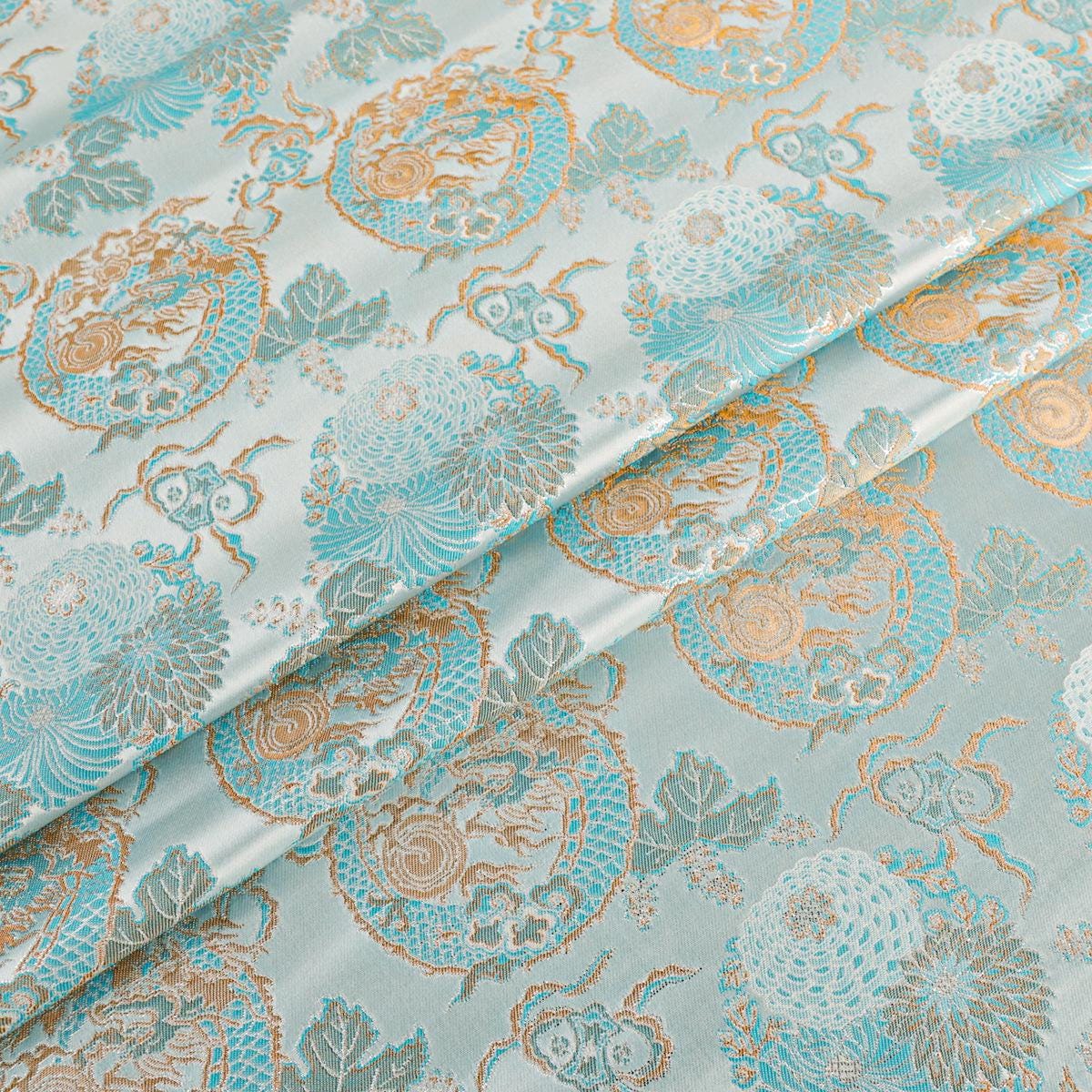 Dragon Jacquard Fabric: Ancient Asian Totem Pattern, 55" Wide