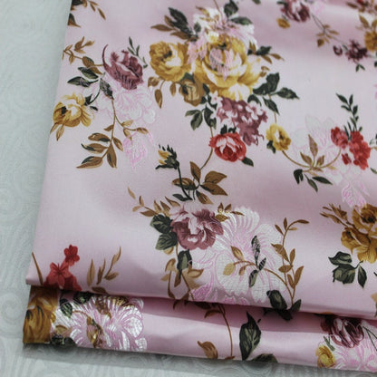 Peony Flower Silk Brocade Fabric: Chinese Wedding Upholstery, Quilting (By 1 Meter)