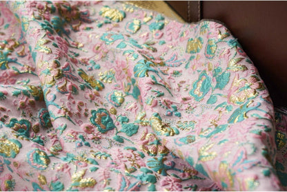 Gold Thread Floral Jacquard Fabric: 56" Wide, Upholstery & Costume