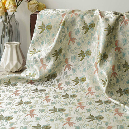 Song Silk Brocade Damask Fabric: Lucky Fish, Emperor Tibetan Style