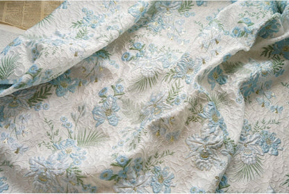 Floral Jacquard Fabric: Gold Thread, 3D Butterfly Texture, 55" Wide