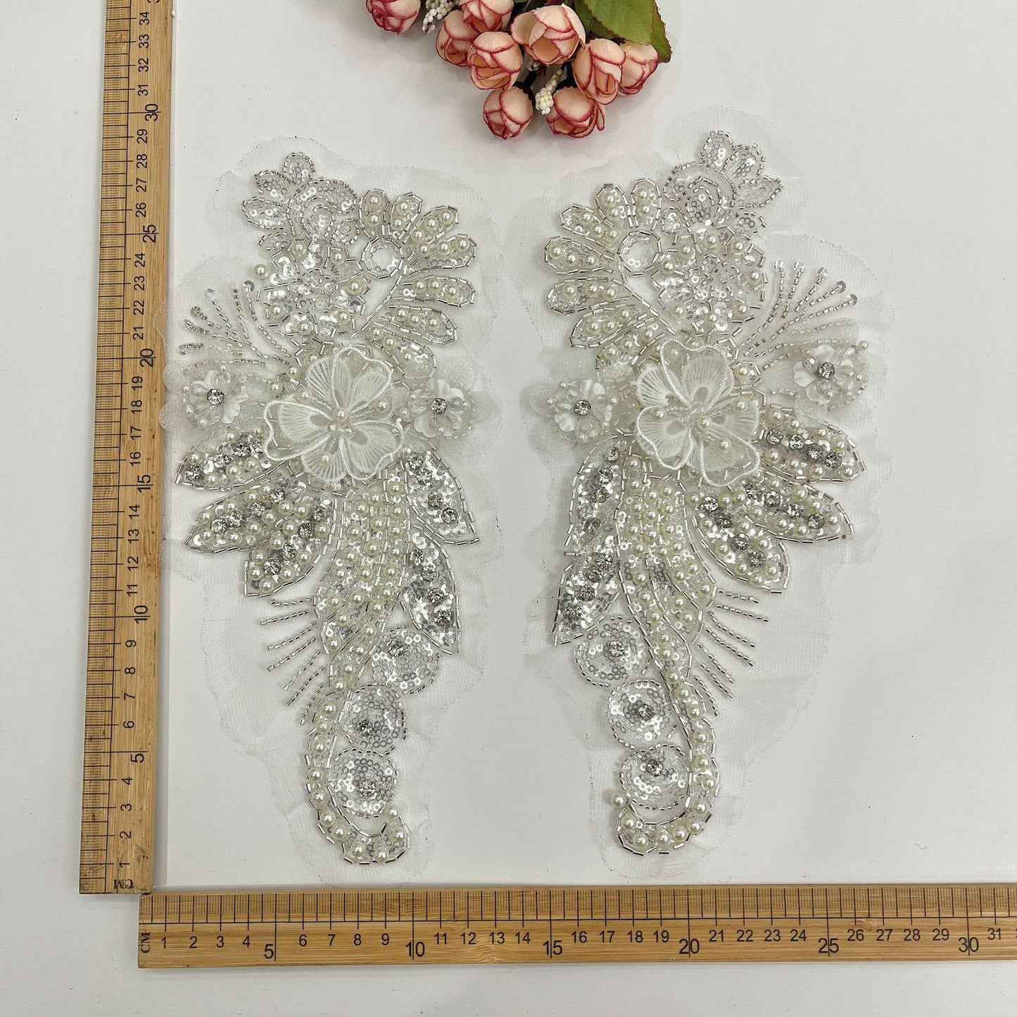 Embroidered Lace Trim: Beaded Sequins, Bridal Wedding Dress, By The Yard