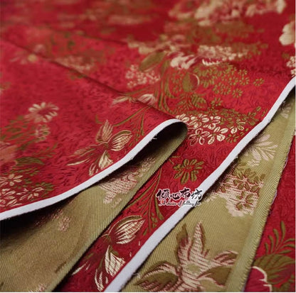 Maroon Peony Brocade Fabric: 29"W Rayon Blend, Costume & Decor