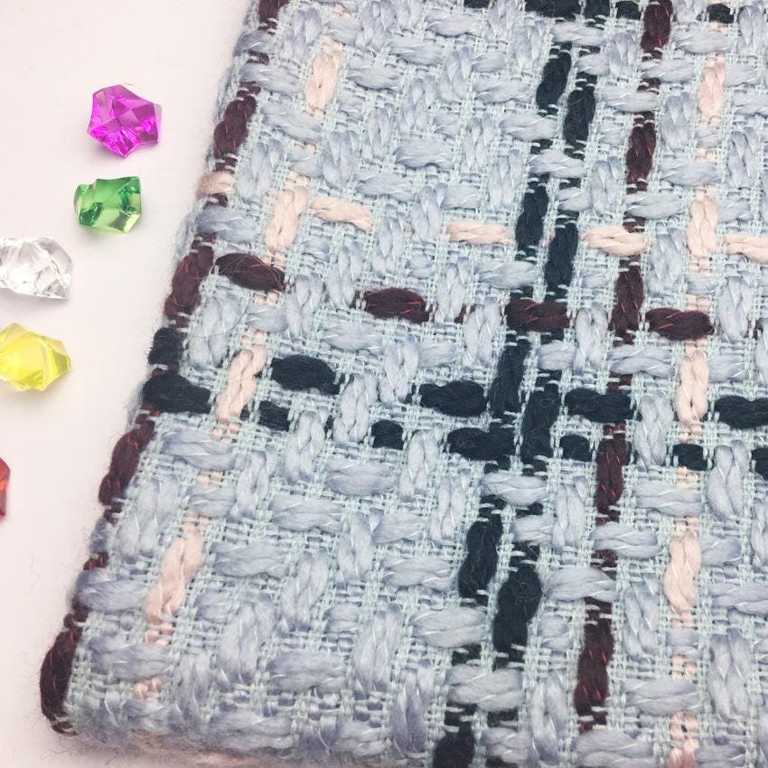 Coarse Woven Tweed Fabric: Sequin Sparkle Fashion Material, 59" Wide