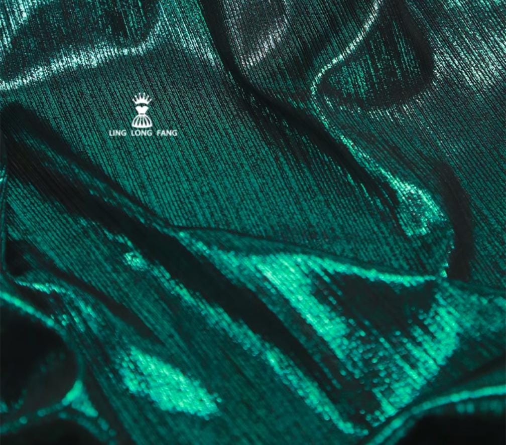 Metallic Foil Striped Knit Fabric: 4-Way Stretch, 56" Wide