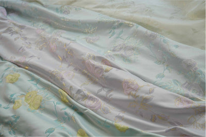 Gold Thread Floral Jacquard Fabric: 3D Texture, 63" Wide By The Meter