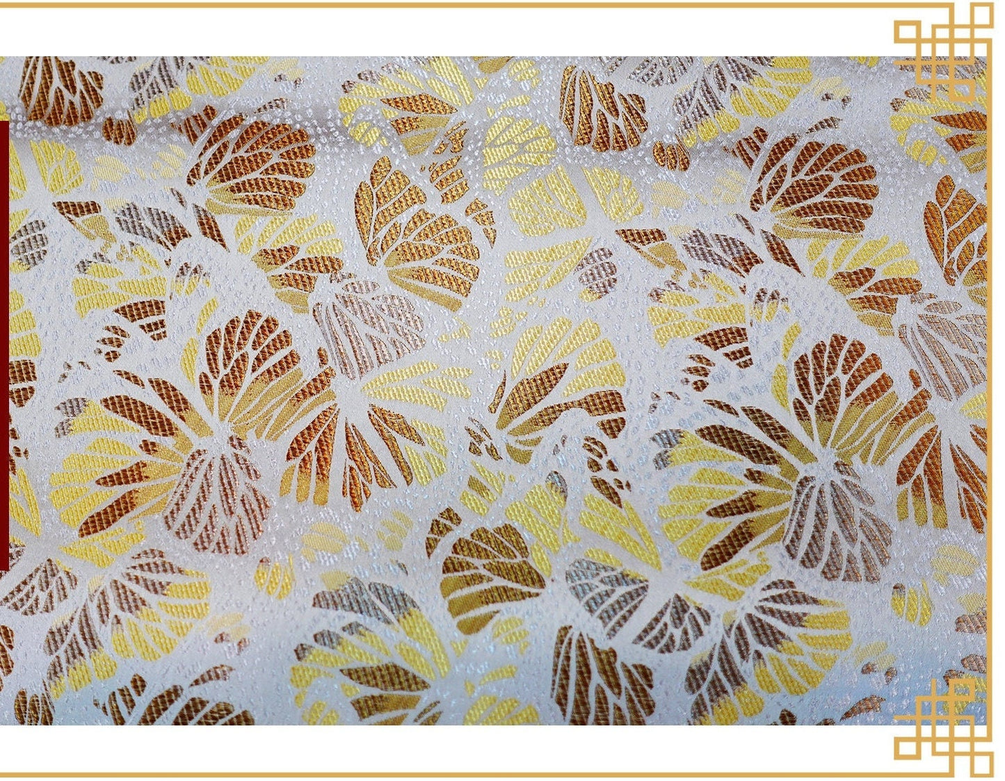 Banana Leaf Silk Brocade Fabric: 45"W Rayon Upholstery & Costume