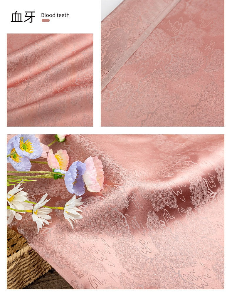 Pine Branch Silk Brocade Fabric: 35"W Damask, Upholstery & Sewing