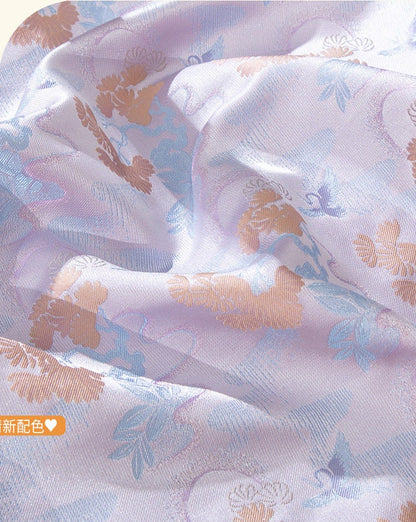 Crane Brocade Fabric: 59"W Rayon Cotton Blend for Cheongsam, Costume, Decor