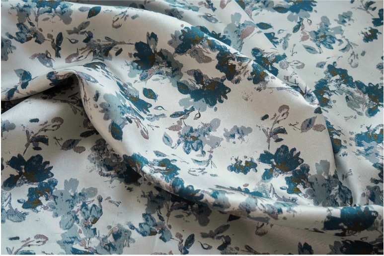 Tissu jacquard à motif floral : 168 cm de large, style Splash Ink, pour l’ameublement et la couture