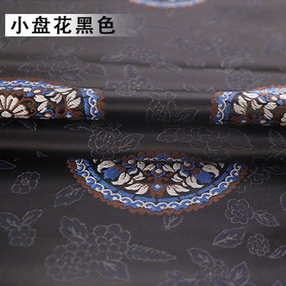 Tissu brocart jacquard bleu sarcelle : robe mongole chinoise, 75 cm de large