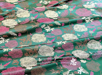 Tissu brocart pivoine : jacquard de soie et rayonne, tissu kimono cheongsam qipao (29,5" de large)