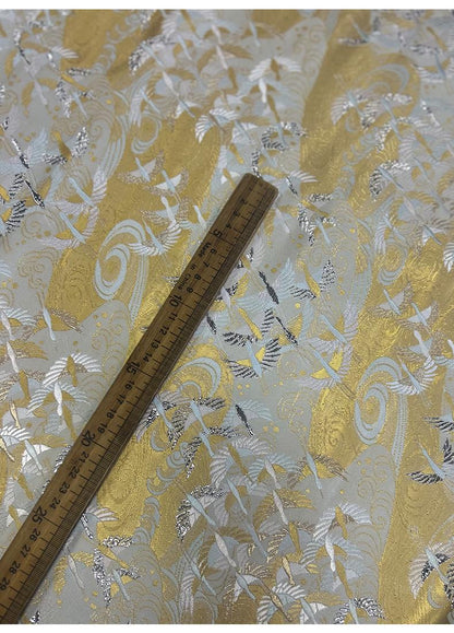 Kirin Nishijin Silk Brocade Fabric with Silver Foil - 59" Wide