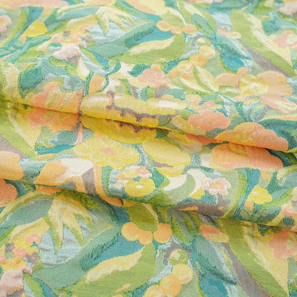 Gold Thread Jacquard Fabric: 3D Oil Painting Texture, 60" Wide