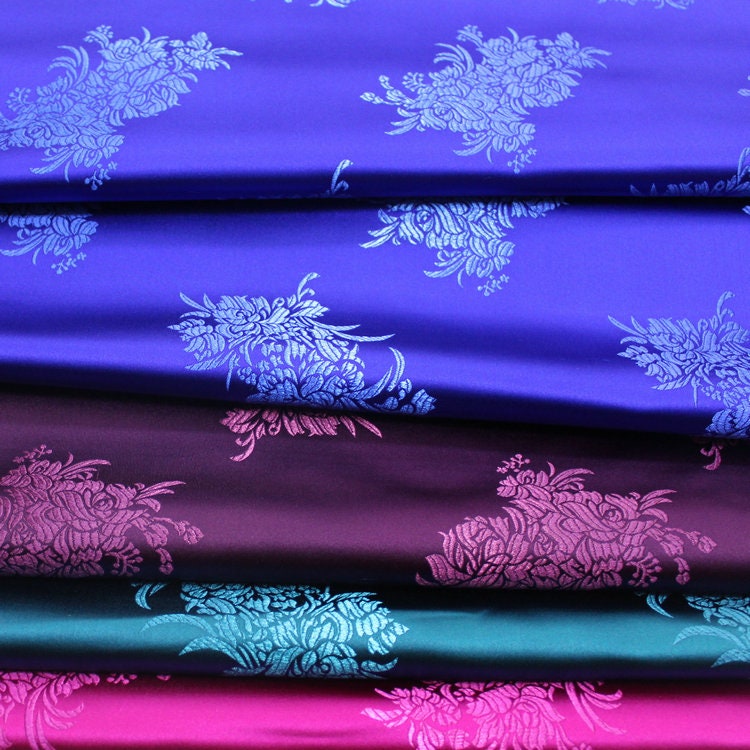 Silk Brocade Fabric: Peony Flower Design, Chinese Wedding Fabric