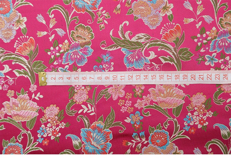 Floral Silk Brocade Fabric: 29.5" Wide, Sewing & Upholstery By The Meter