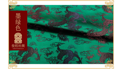 Tissu brocart de soie : motif grand dragon, tissu pour costumes de mariage