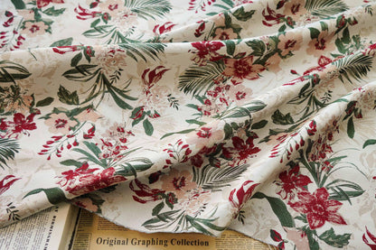 Floral Jacquard Woven Fabric: Embossed Oil Painting Style, 58"W