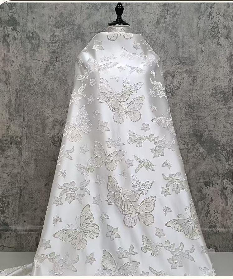 Butterfly 3D Embossed Woven Jacquard Fabric for Dressmaking & Crafts, 58"Wide
