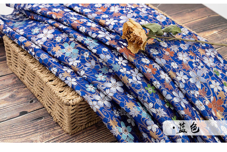 Japanese Cherry Blossom Brocade Fabric: Silk Rayon Jacquard (29.5"W)