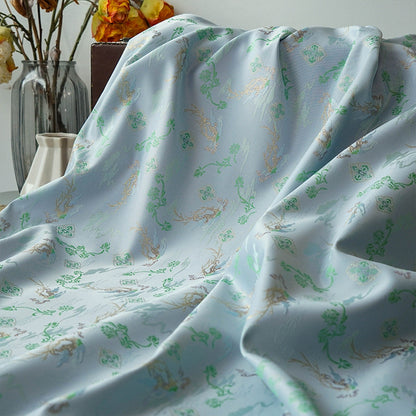 Reversible Floral Jacquard Fabric: Gold Thread Embossed Upholstery, 63"W