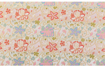 Nishijin Crane Kinran Fabric: Black Jacquard Silk Brocade Damask (29.5" Width)