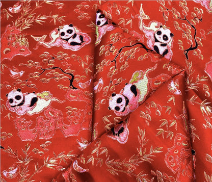 Panda Brocade Satin Fabric: 59" Wide Chinese Style Sewing