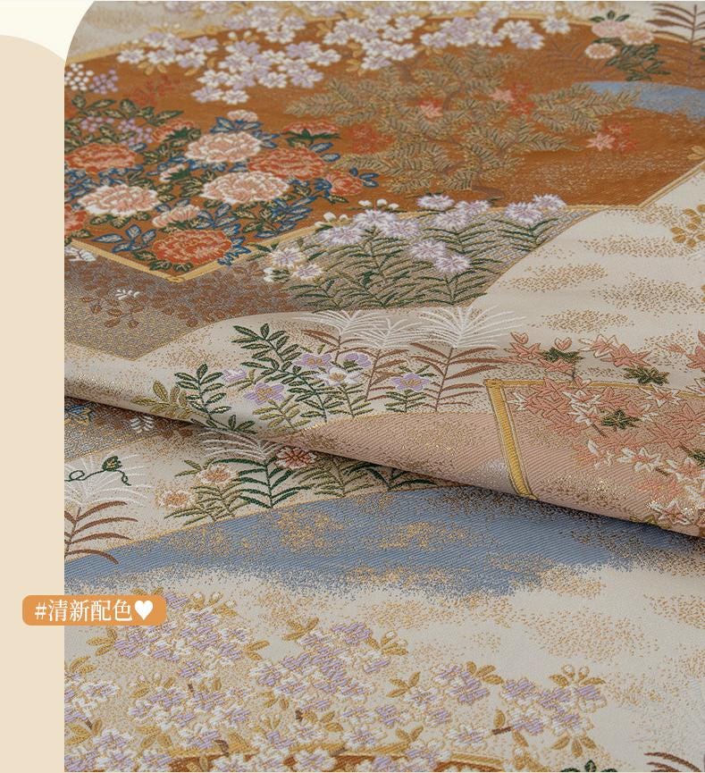 Nishijin Weaving Fabric: Japanese Fan Silk Rayon Blend (By The Meter)