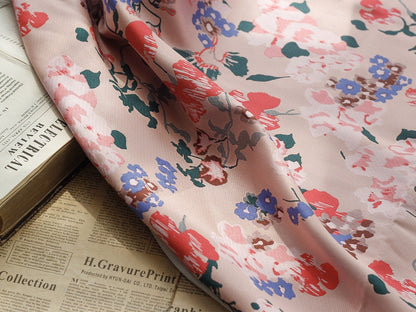 Morning Glory Jacquard Fabric: Pink Japanese Style Floral, 57" Wide - Poppylollipop