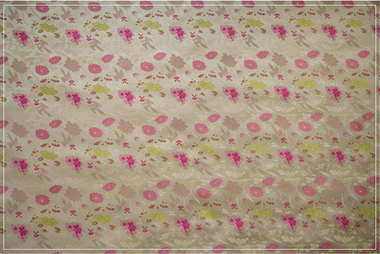 Gold Thread Floral Jacquard Fabric: 3D Texture, 55" Wide