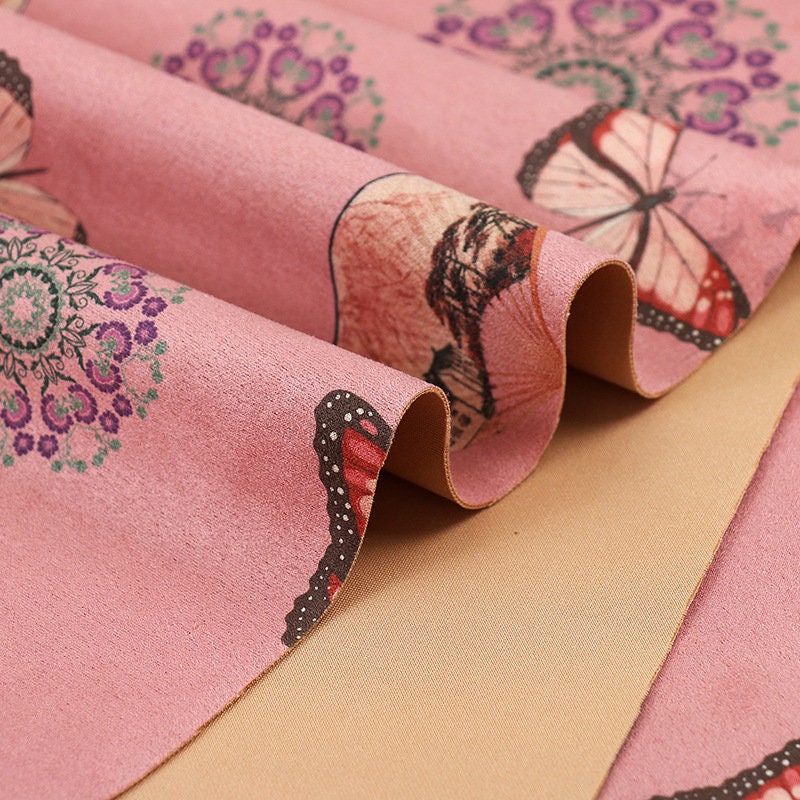 Floral Faux Suede Fabric: 59" Wide Polyester Upholstery