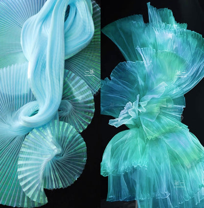 Mermaid Pleated Organza Fabric: 55" Wide Designer Material