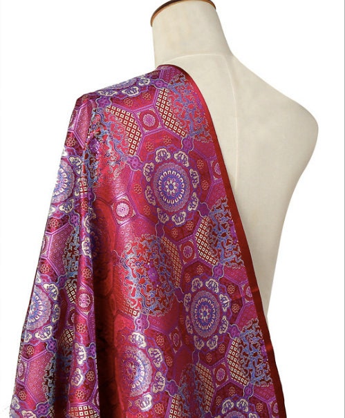 Plum Blossom Brocade Fabric: 29.5"W Bohemia Embroidery