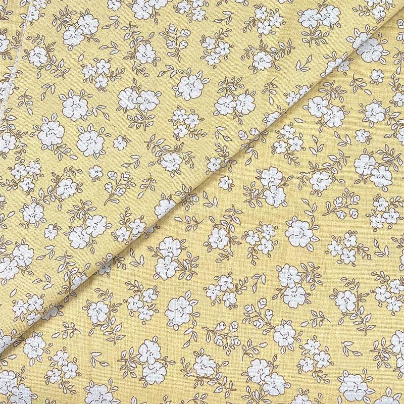 Tissu en coton et lin à imprimé floral : matériau de couture pour robes et ameublement (59 pouces)