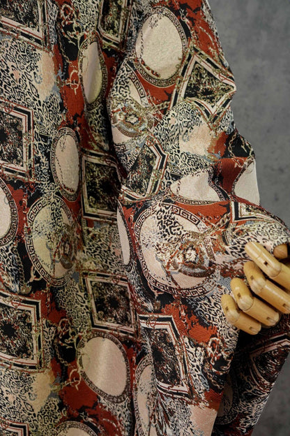 European-Style Jacquard Fabric ��� Round Crest & Scroll Pattern ��� Vest, Waistcoat, Upholstery, Ho"Wide