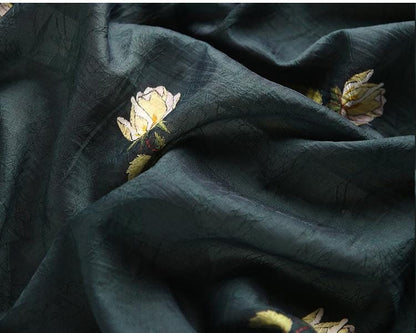 Tissu Tencel Ramie : Tissu à coudre imprimé roses, largeur 150 cm