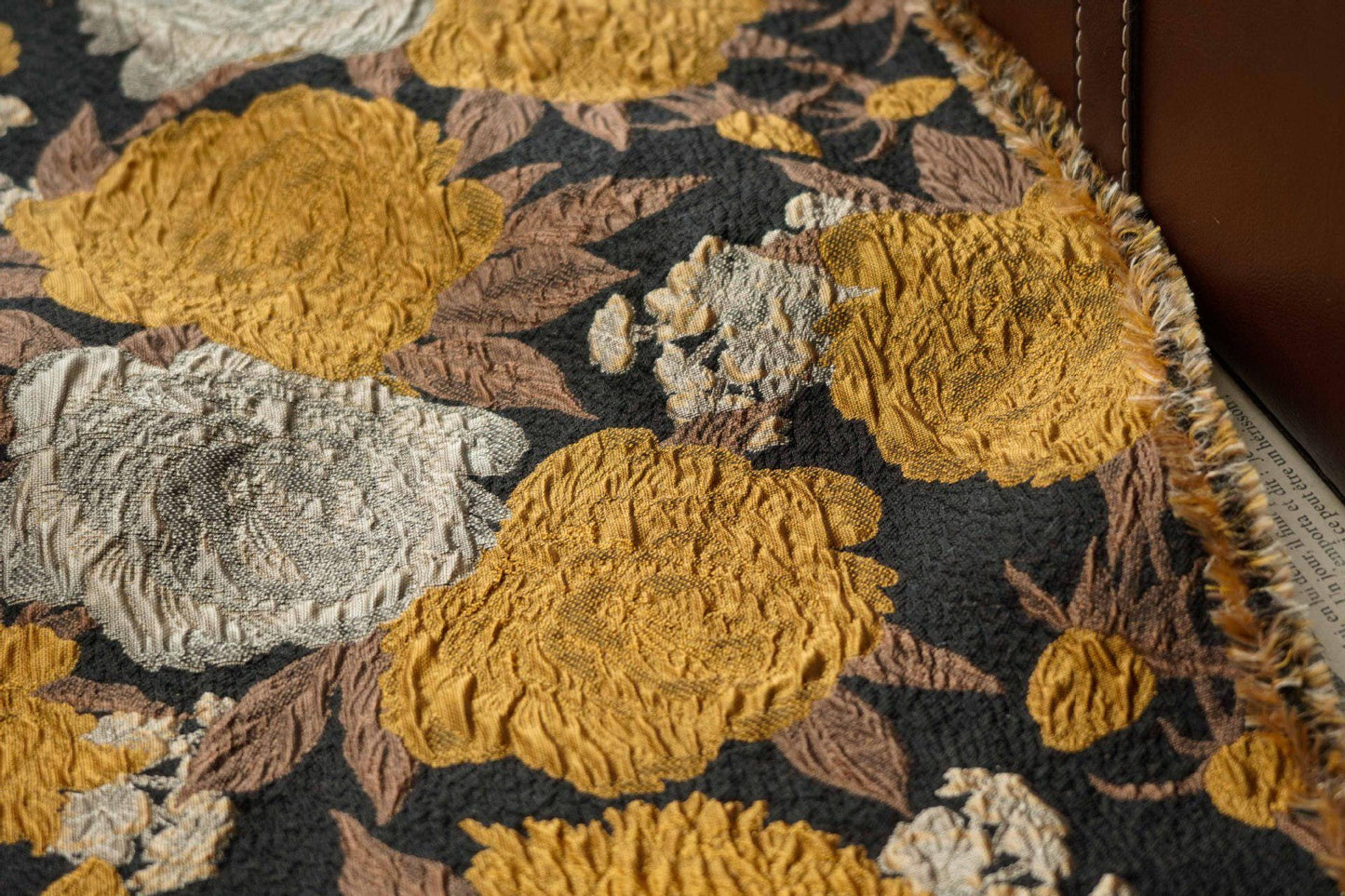 Gold Thread Embossed Jacquard Fabric: European Designer Upholstery, Quilting & Sewing