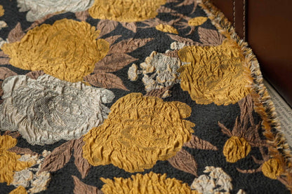 Gold Thread Embossed Jacquard Fabric: European Designer Upholstery, Quilting & Sewing
