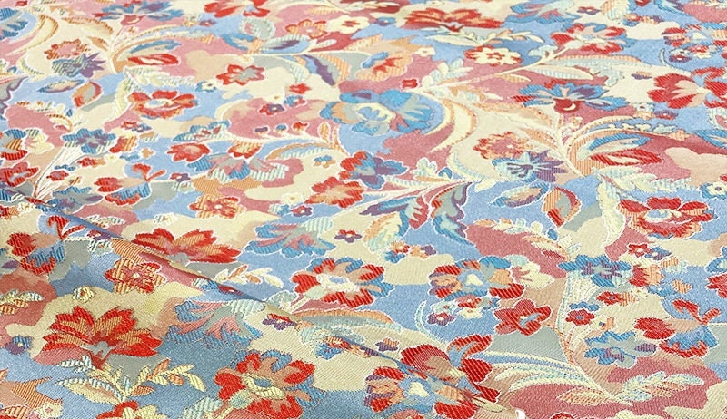 Pink Floral Brocade Fabric: Reversible Rayon Damask, 59" Wide