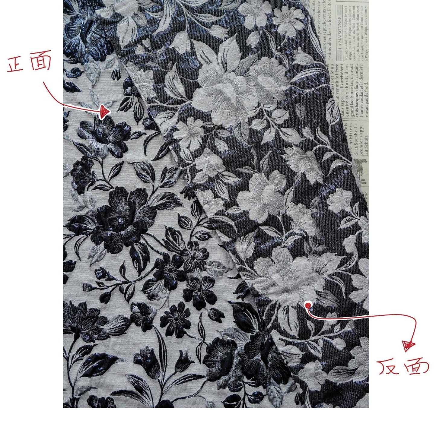 Tissu jacquard européen à motif floral en relief et fil doré - Texture luxueuse pour matelassage, ameublement, couture, décoration intérieure - Large