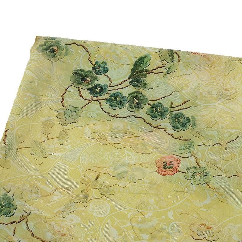 Green Floral Vine Shimmer Brocade Upholstery Jacquard Fabric by the Yard, three patterns