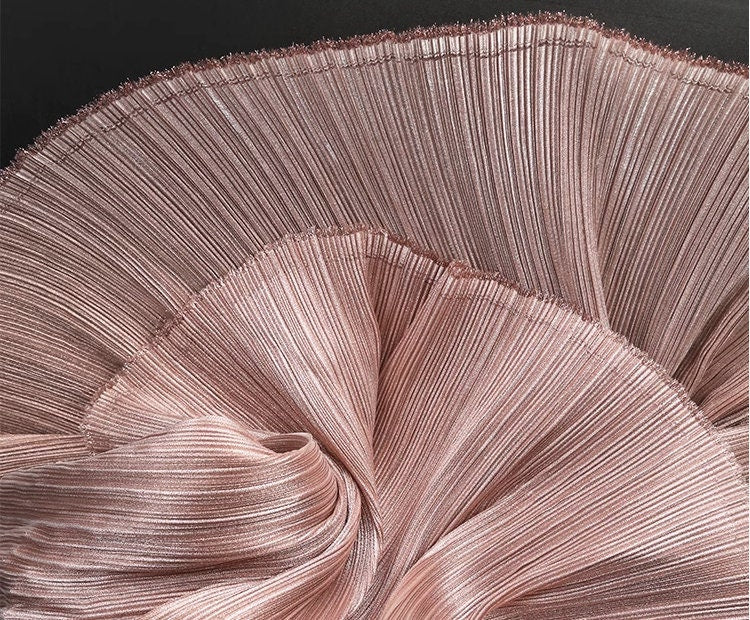 Pleated Organza Fabric: Shiny Crinkled Texture, 55" Wide