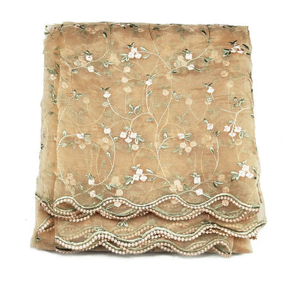 Embroidered Lace Fabric: 50"W Floral Bridal Wedding Polyester Lace By The Meter